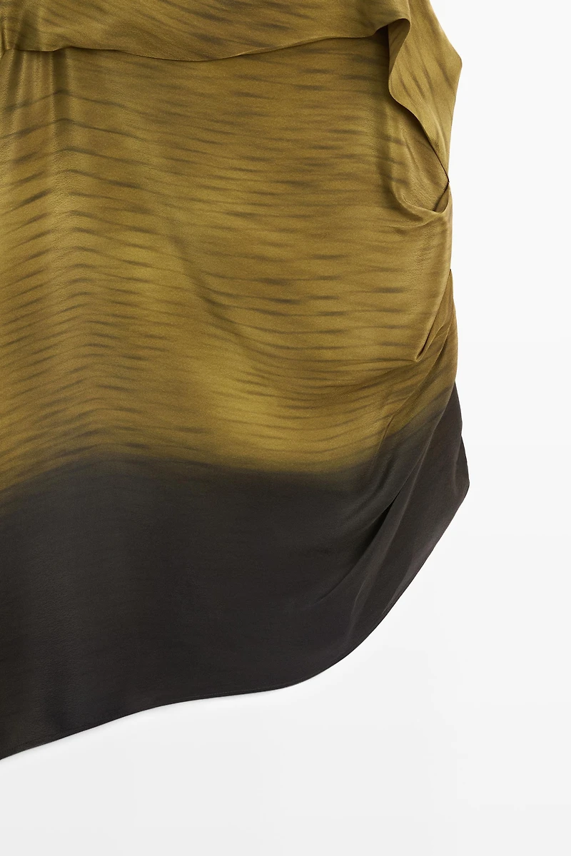 Asymmetric strappy top with draped detail