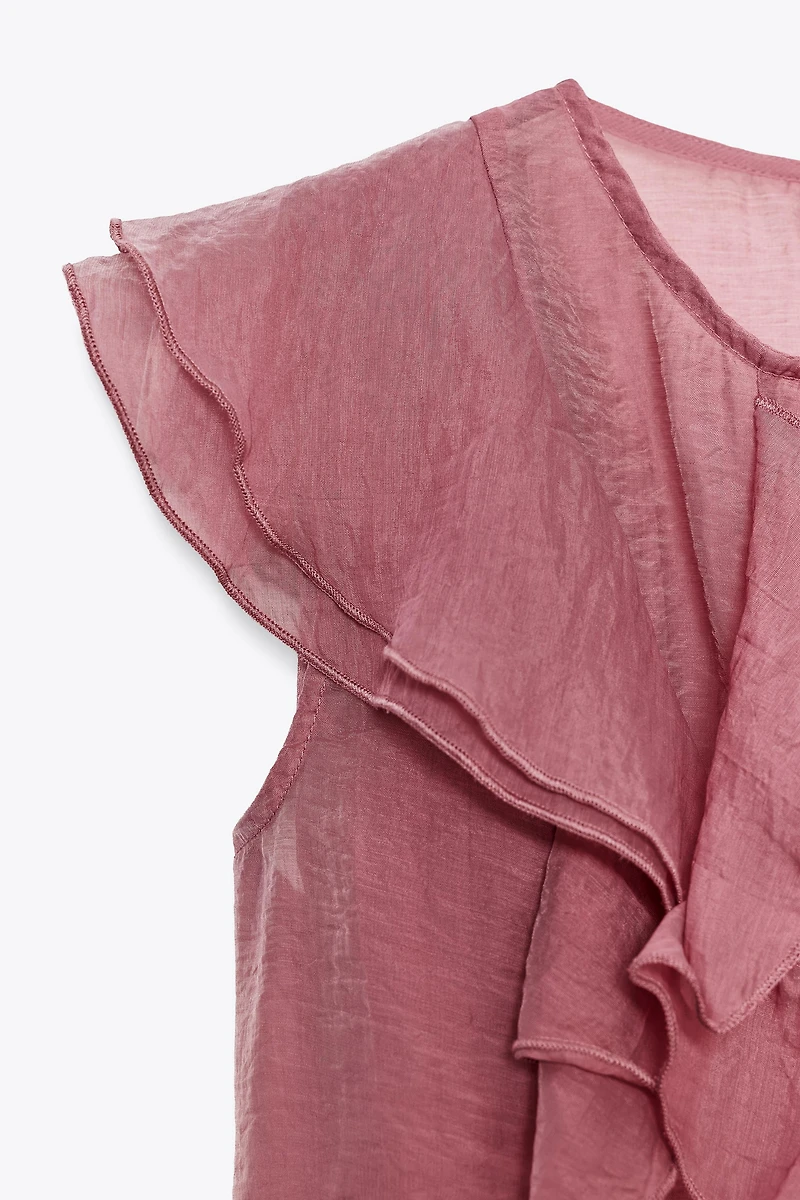 SEMI-SHEER RUFFLED TOP
