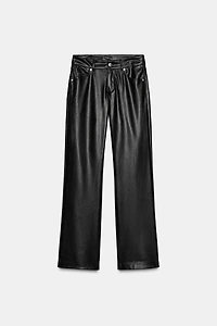 LOW-RISE FAUX LEATHER PANTS