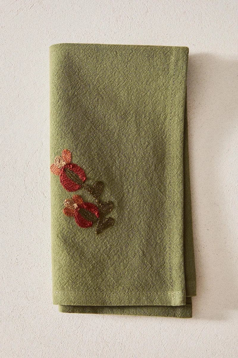 SET OF FLORAL EMBROIDERED NAPKINS (SET OF 2)