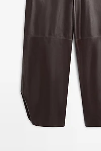 Leather barrel fit pants