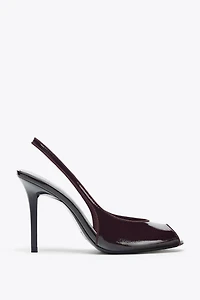SANDALES À TALONS EFFET VERNI