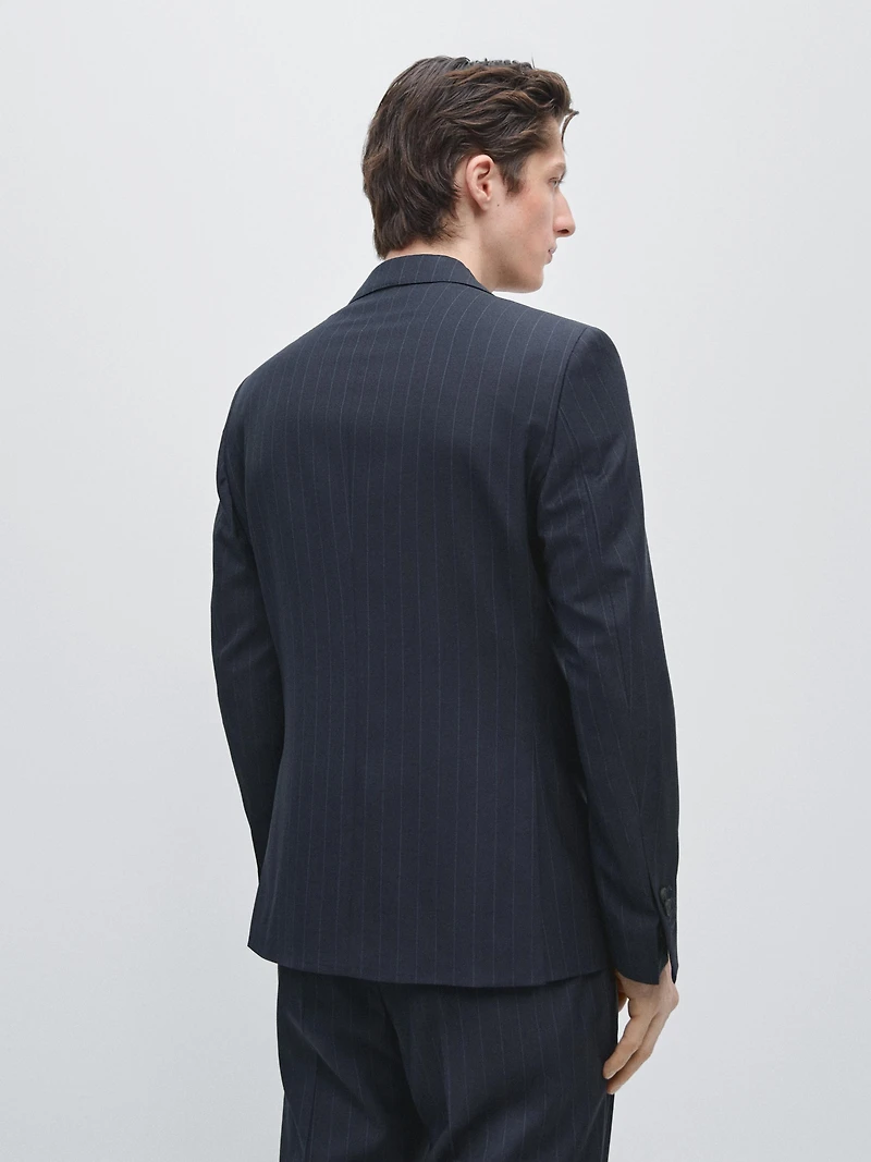 100% wool pinstriped suit blazer
