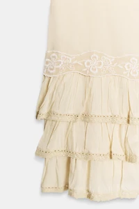 EMBROIDERED RUFFLED MINI DRESS