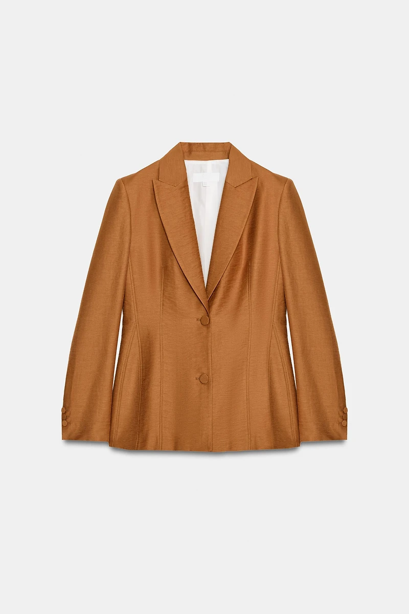 LINEN BLAZER WITH COVERED BUTTON