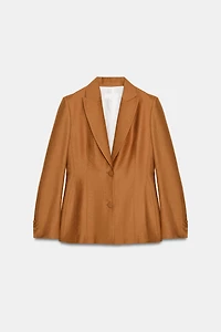 LINEN BLAZER WITH COVERED BUTTON