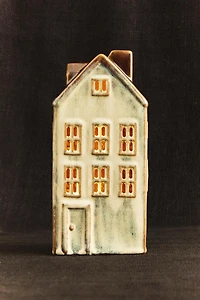 LIGHT-UP PORCELAIN HOUSE CHRISTMAS ORNAMENT