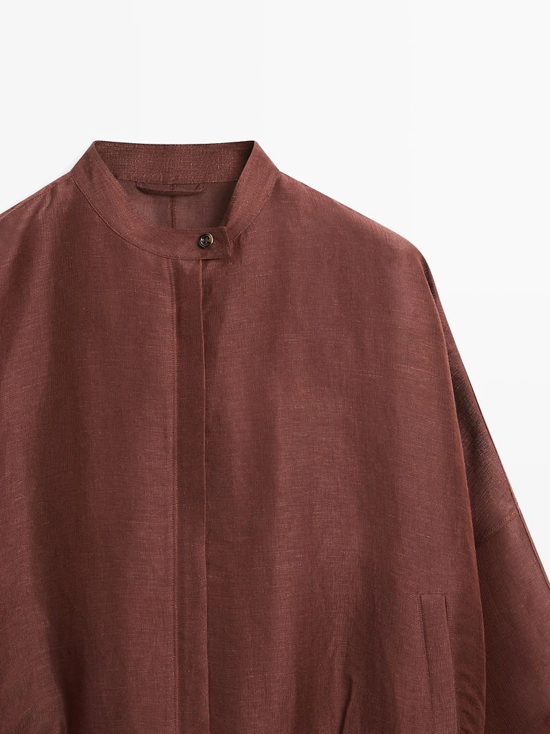 Veste bomber en mélange de lin