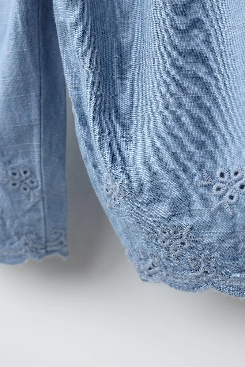 EMBROIDERED DENIM PANTS