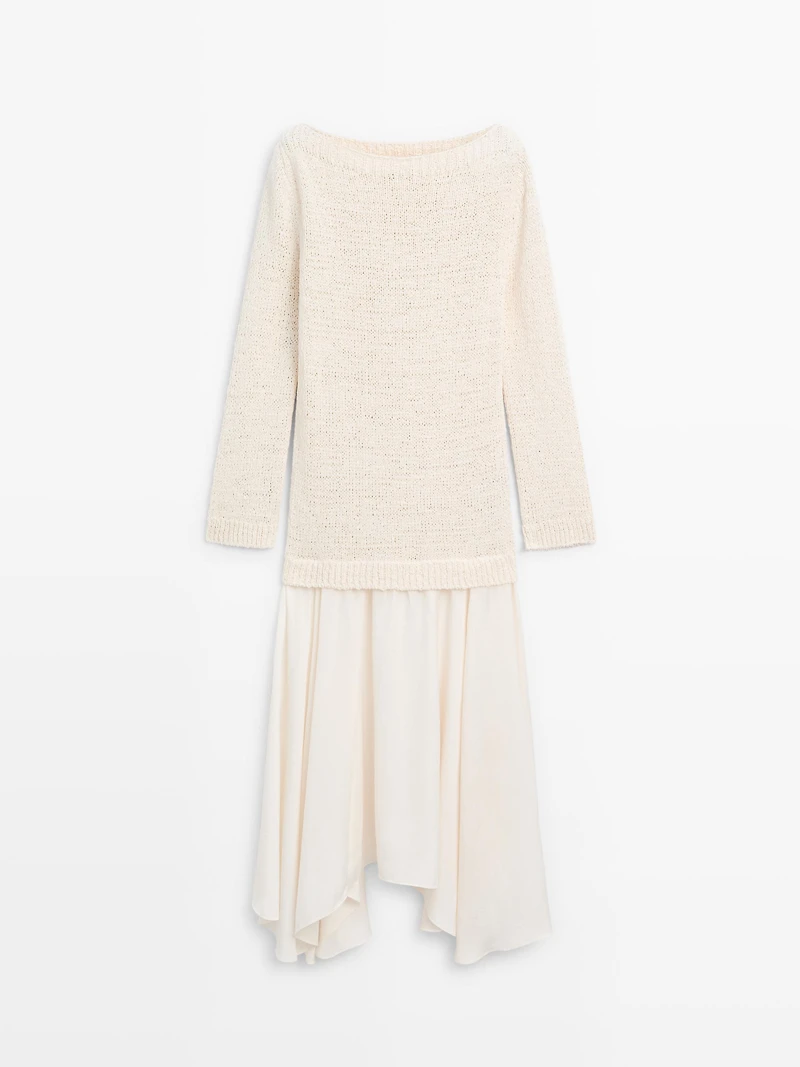 Combined asymmetric midi dress