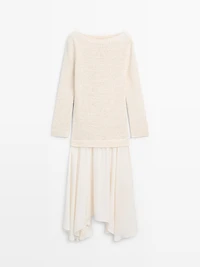 Combined asymmetric midi dress