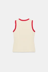 CONTRAST TRIM TEXT T-SHIRT