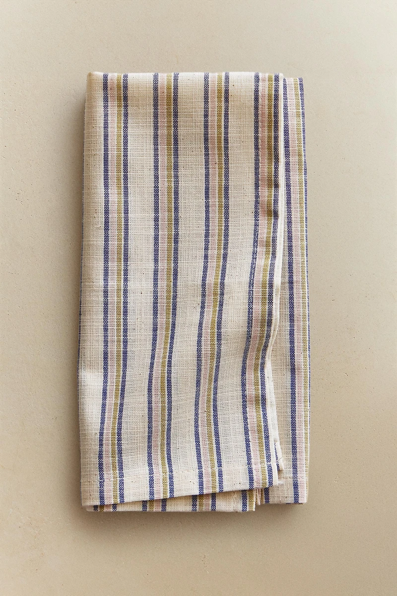 SET OF DYED THREAD STRIPED NAPKINS (SET OF 2