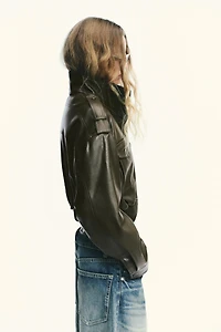FAUX LEATHER CROP JACKET