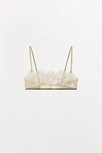 EMBROIDERED LACE BANDEAU BRALETTE