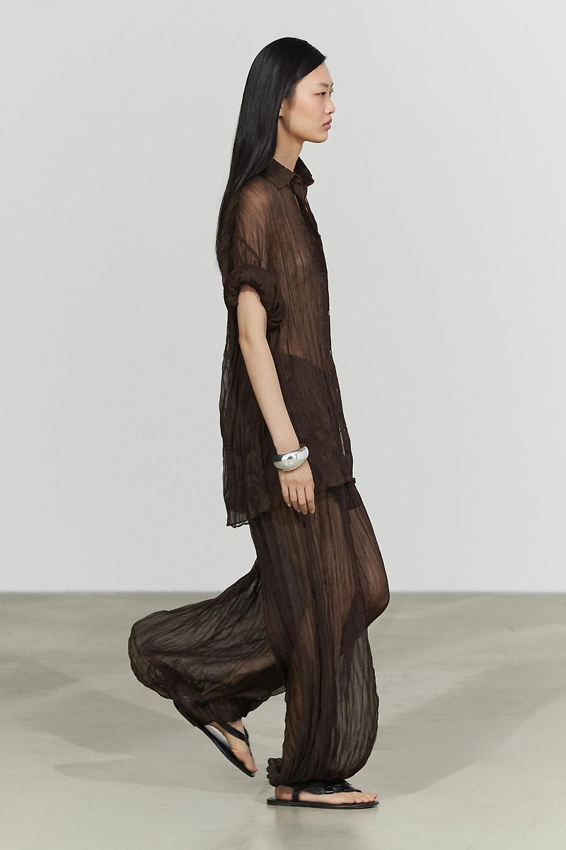 Pleated total look shirt