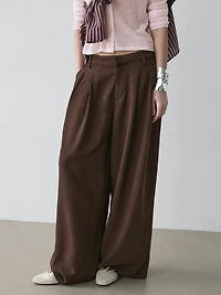 Pleated wide-leg pants