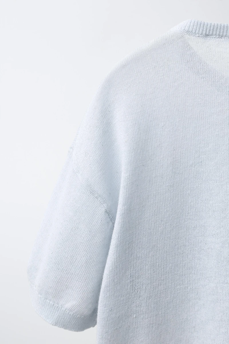 KNIT HENLEY SHIRT WITH LINEN AND COTTON