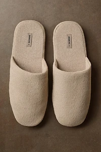 LINEN FLATFORM SLIPPERS
