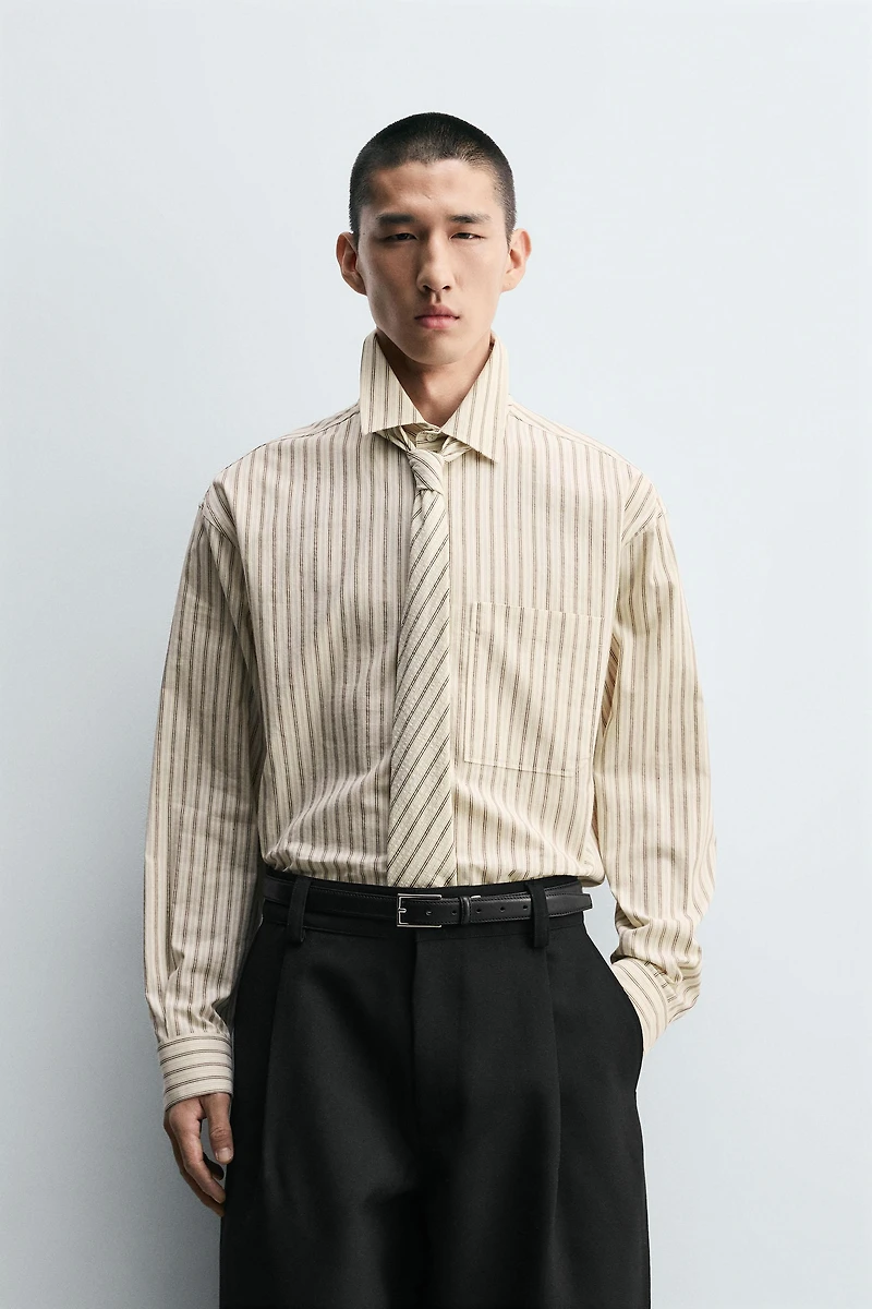 COMBINATION STRIPED SHIRT WITH TIE