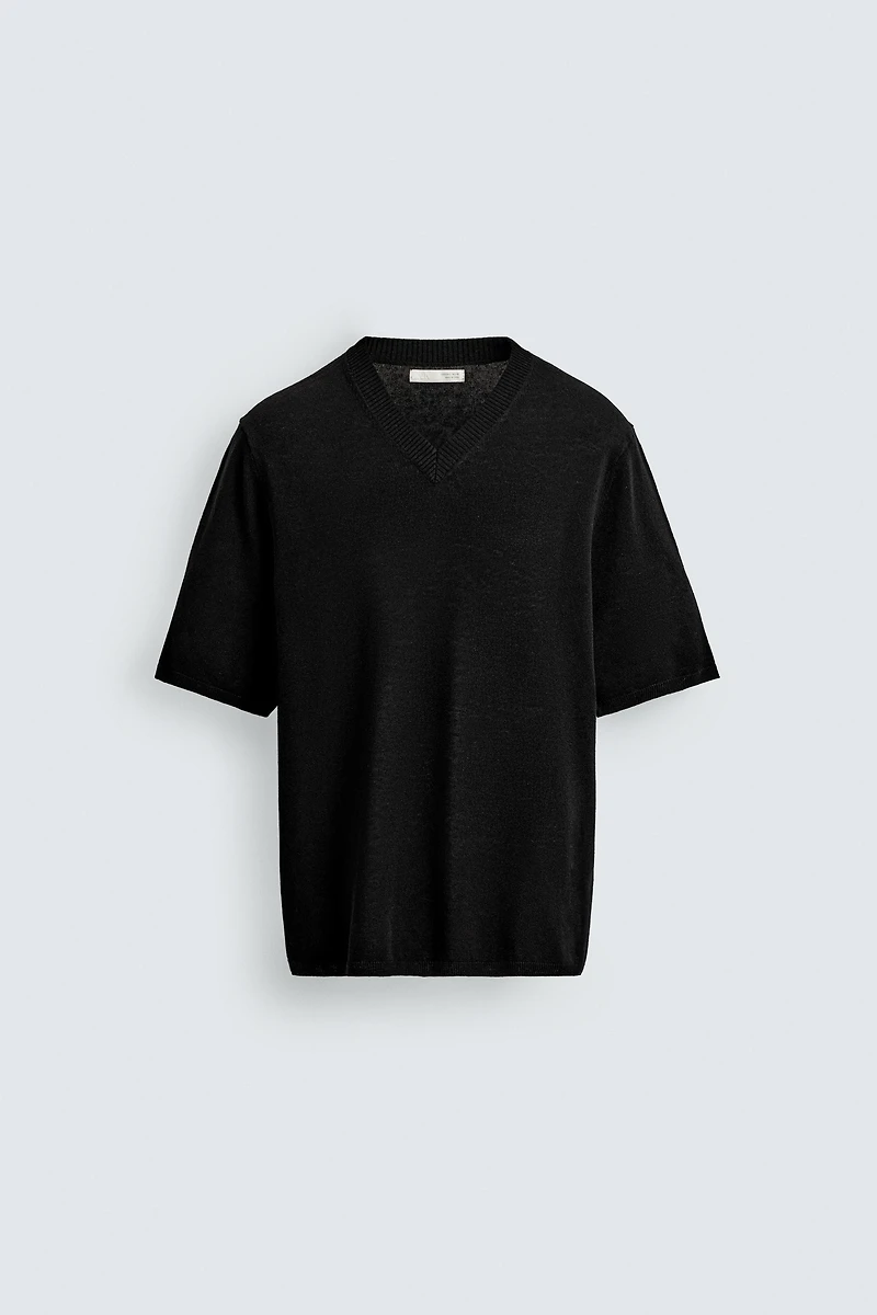 V-NECK KNIT T-SHIRT