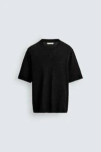 V-NECK KNIT T-SHIRT