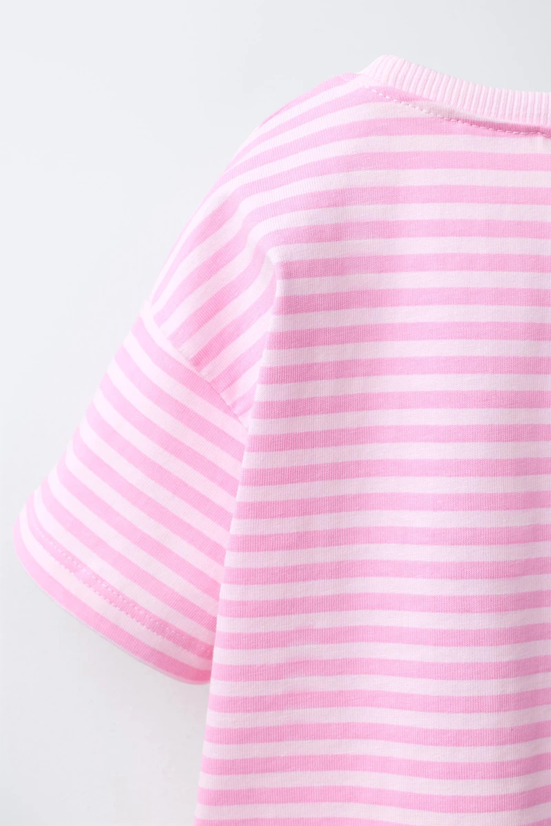 STRIPED T-SHIRT WITH EMBOSSED DETAILS
