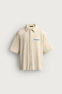 OPENWORK TEXTURED PRINTED SHIRT