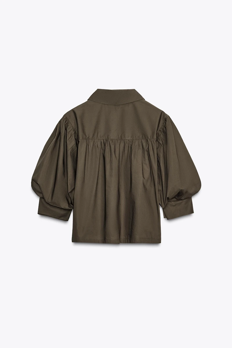 ZW COLLECTION POPLIN BALLOON SLEEVE SHIRT