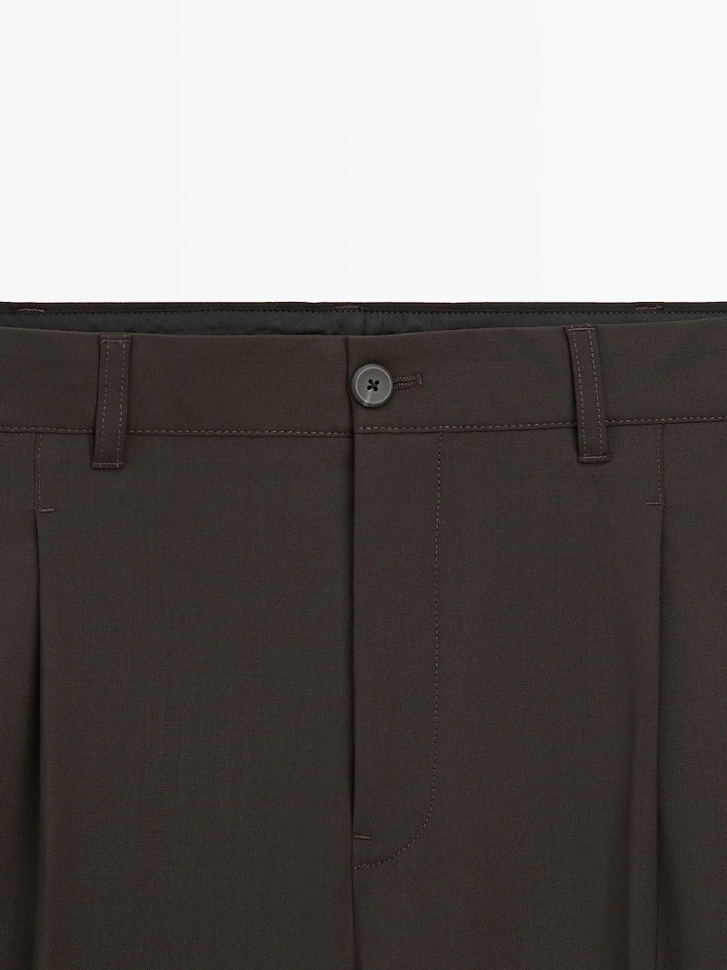 Pantalon relaxed fit en laine mélangée