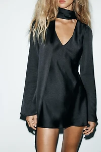 SATIN EFFECT SCARF DRESS