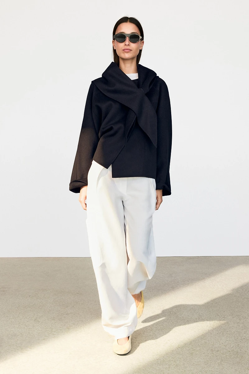 Short coat with scarf detail