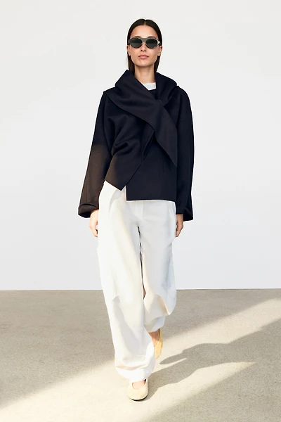 Short coat with scarf detail