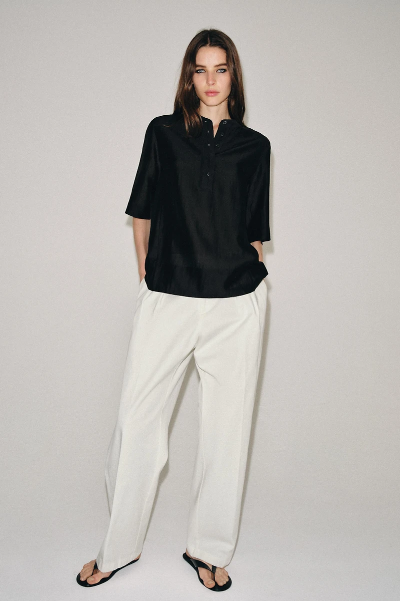 SHORT SLEEVE FLOWY BLOUSE ZW COLLECTION