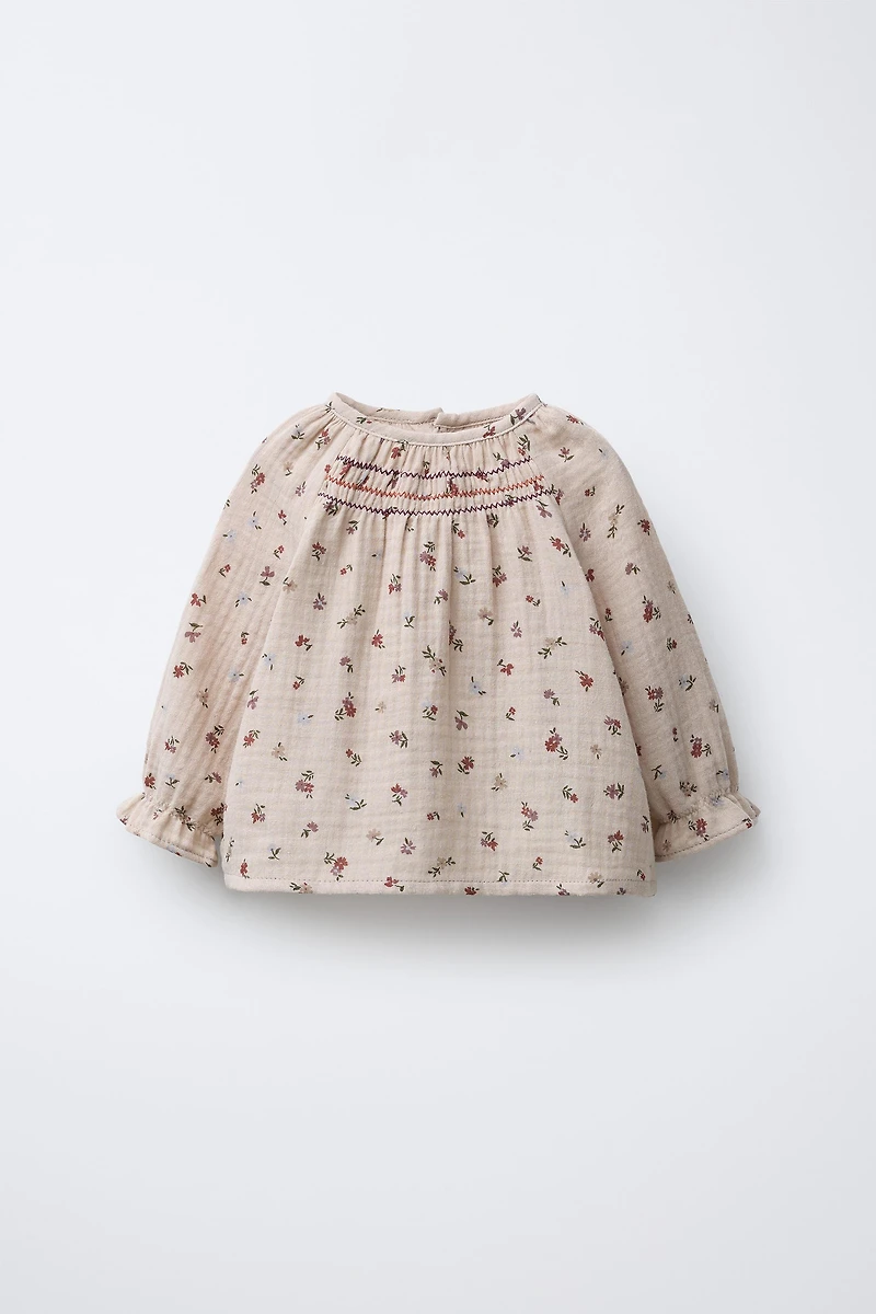 CHEMISE EN GAZE DE COTTON À FLEURS