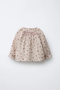 CHEMISE EN GAZE DE COTTON À FLEURS