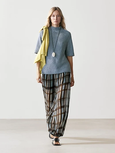 Flowing printed sarouel trousers