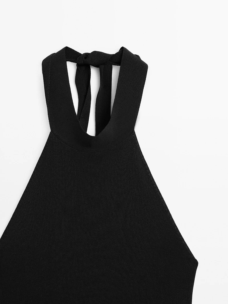 Halter top with tied neck detail