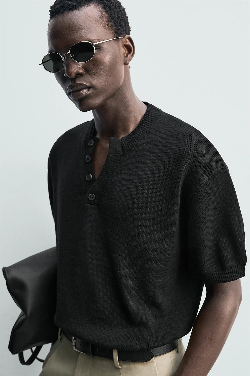 COTTON LINEN KNIT T-SHIRT