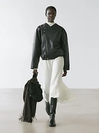 Leather bomber jacket