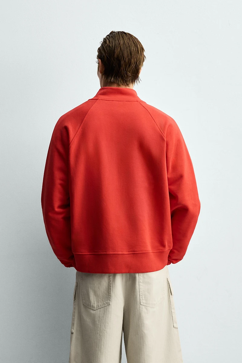 CONTRAST ZIP RELAXED FIT SWEATSHIRT