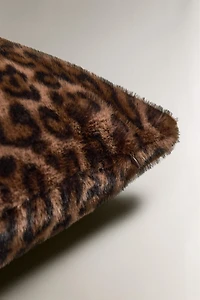 FAUX FUR AND ANIMAL PRINT THROW PILLOW COVER
