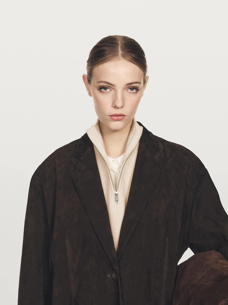 Plastron court zippé en laine mélangée