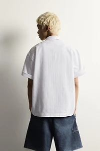 RELAXED FIT STRIPED EMBROIDERED POLO SHIRT