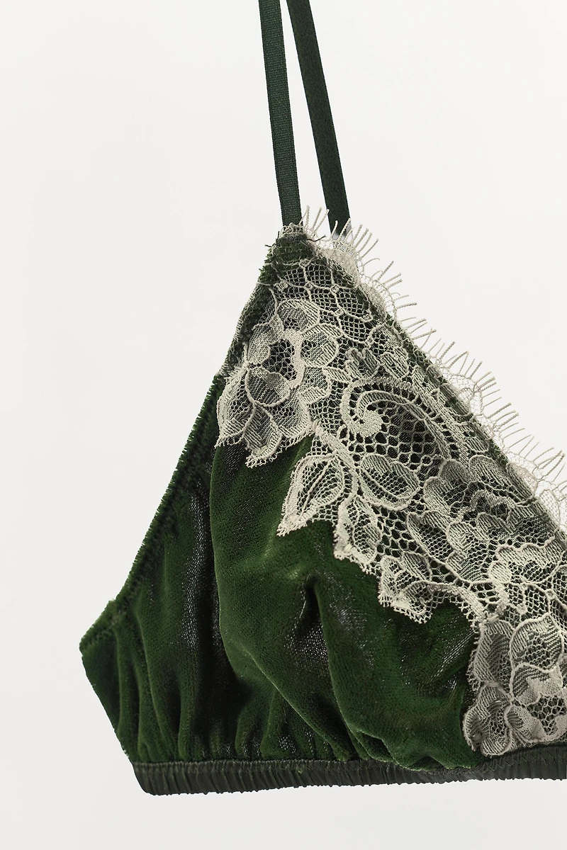 VELVET LACE TRIANGLE BRALETTE
