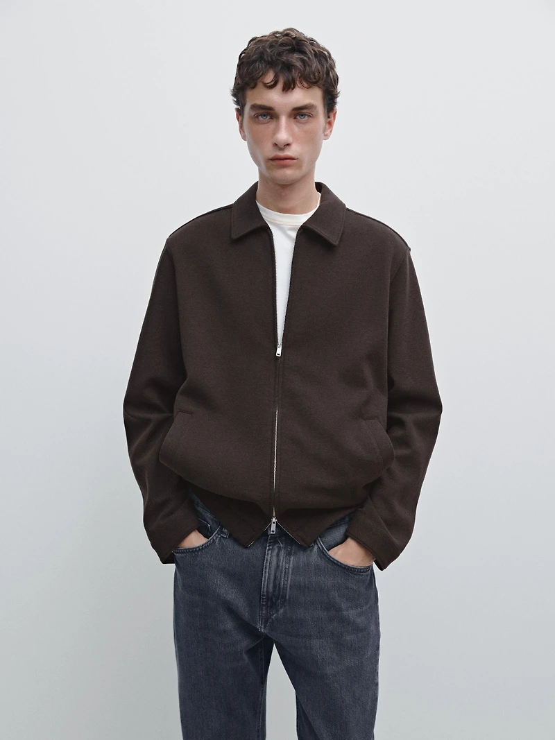 Short double wool blend jacket