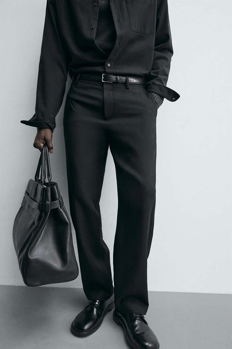 100% WOOL STRAIGHT FIT PANTS