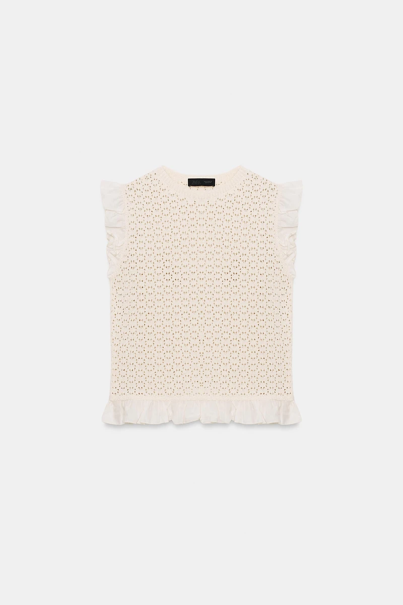 COMBINED POINTELLE KNIT TOP