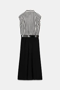 ROBE MI-LONGUE BIMATIÈRE RAYURES CEINTURE