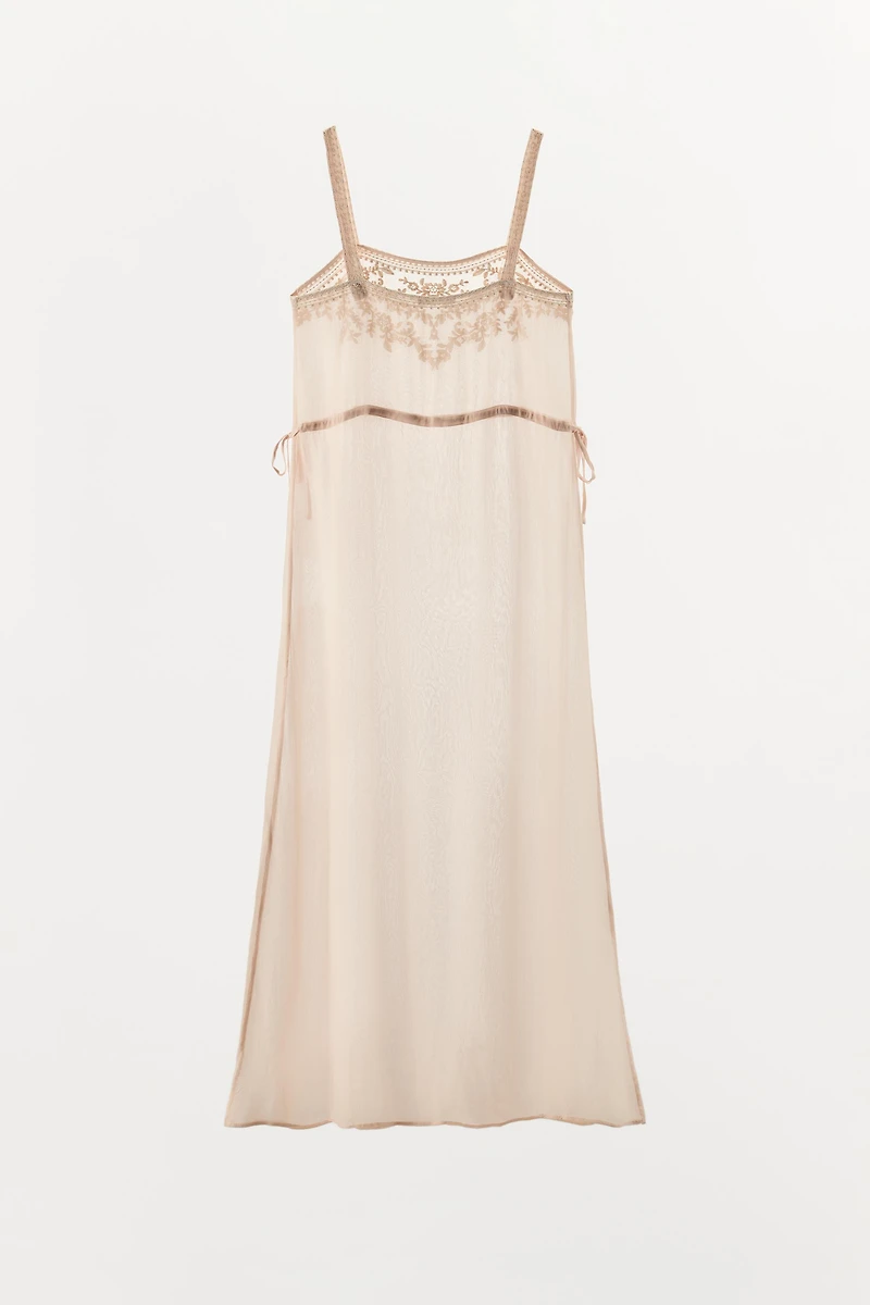 ROBE MIDI BRODERIES NŒUDS